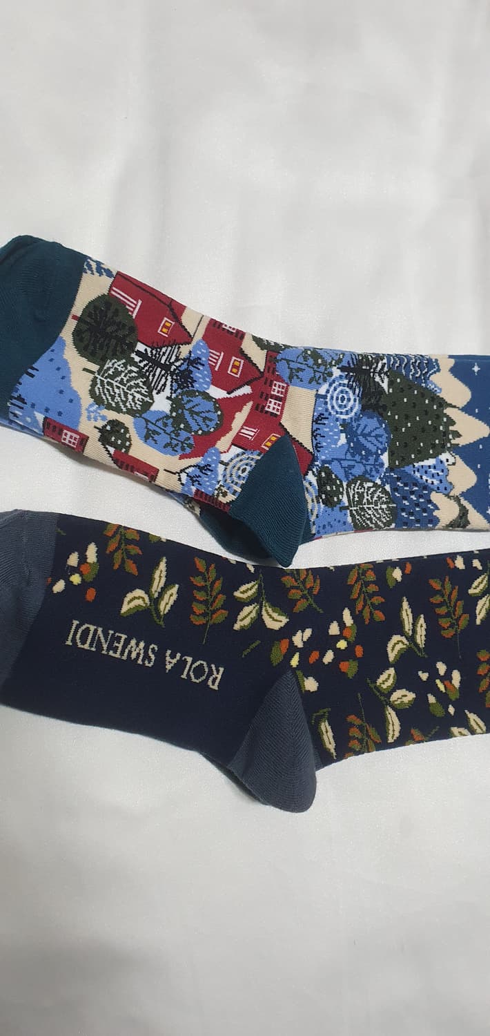 블루 집 나무패턴 양말 상품이미지3