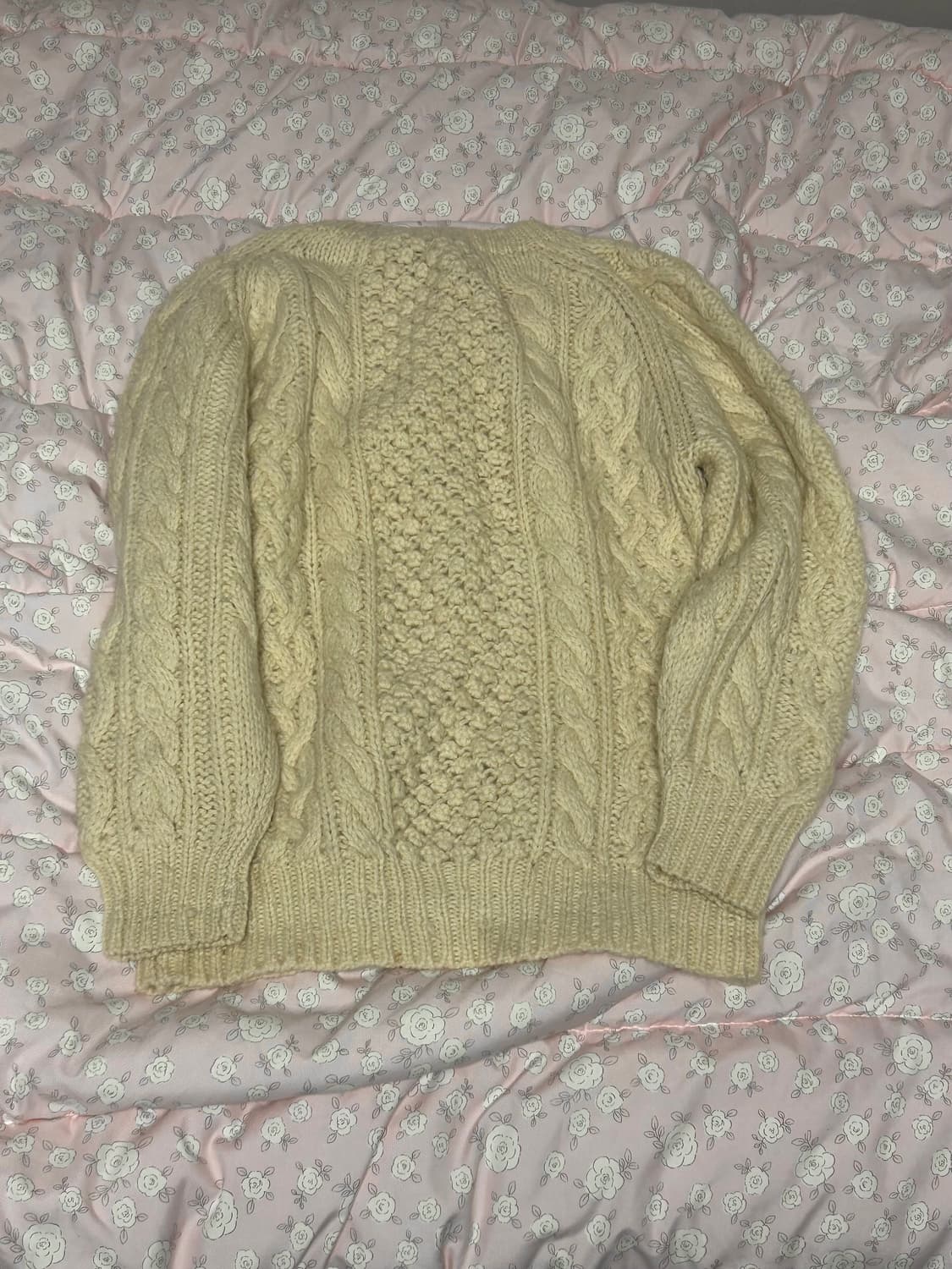 아이보리 베이지 꽈배기 피셔맨 울100니트 상품이미지2