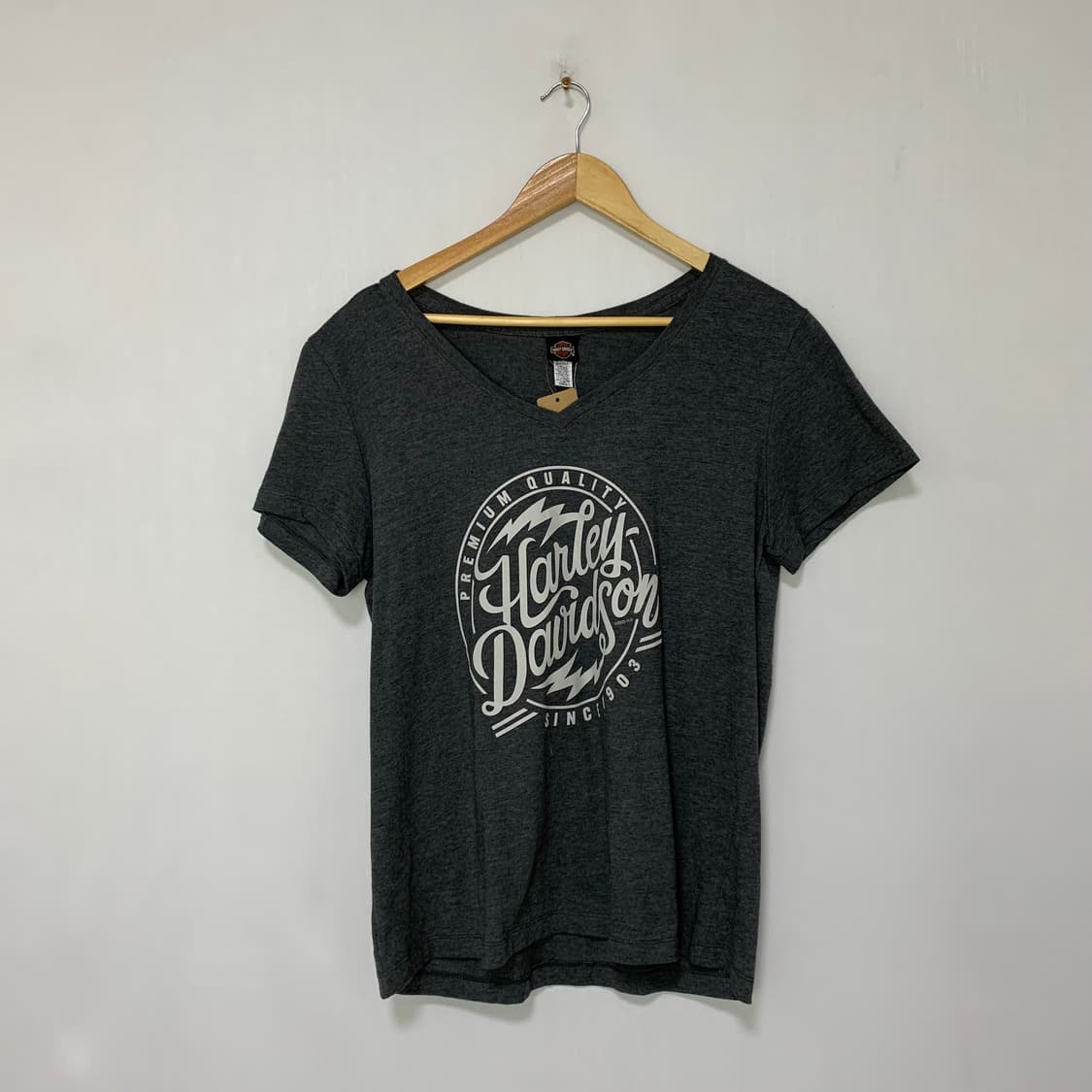 할리 데이비슨 빈티지 프린팅 브이넥 티셔츠 차콜 XL 상품이미지1