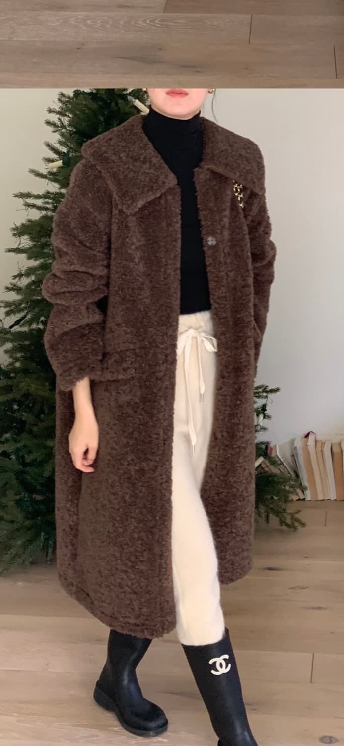 테디베어 루즈핏 리버시블 덤블 롱코트 아이보리 상품이미지2