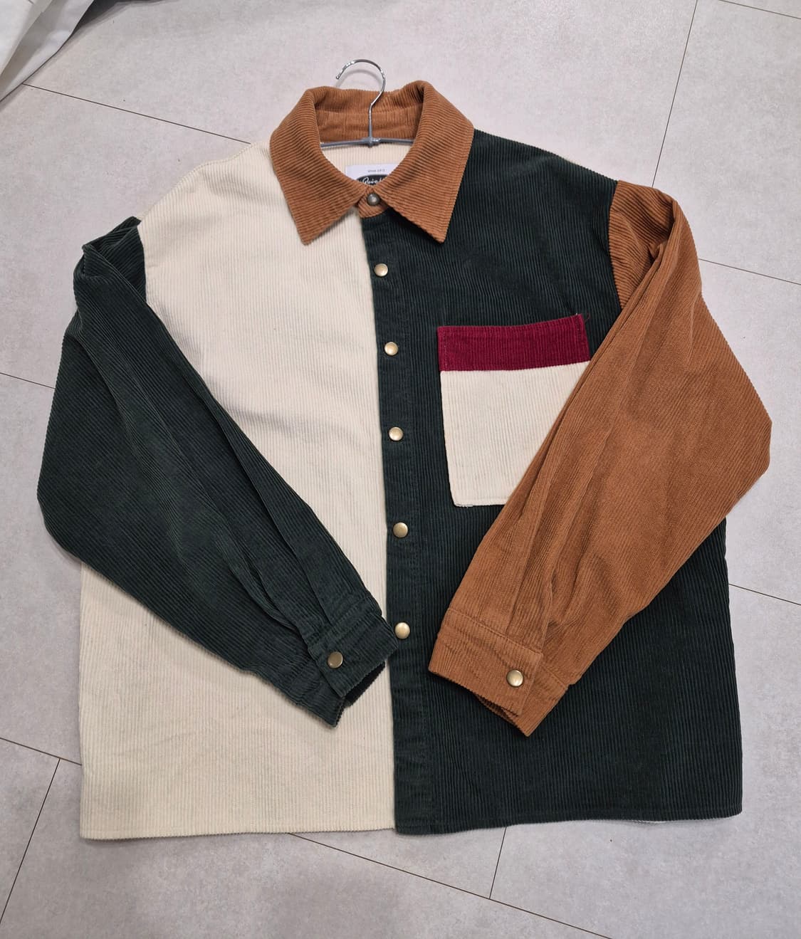 콰이어티스트(QUIETIST) 코듀로이 컬러 블록 셔츠 자켓 (L) 상품이미지4