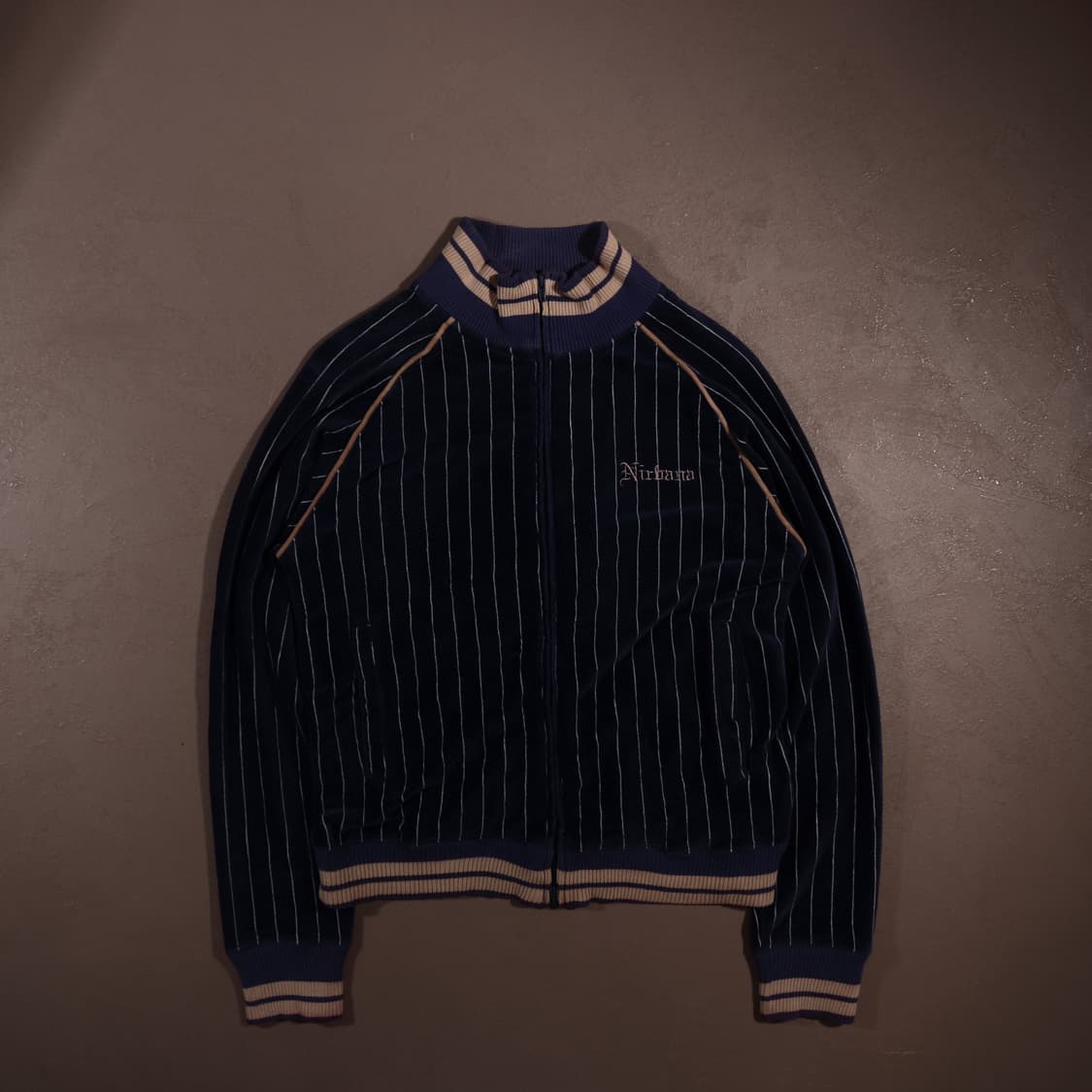 일본빈티지 벨벳 스트라이프 집업자켓 상품이미지1