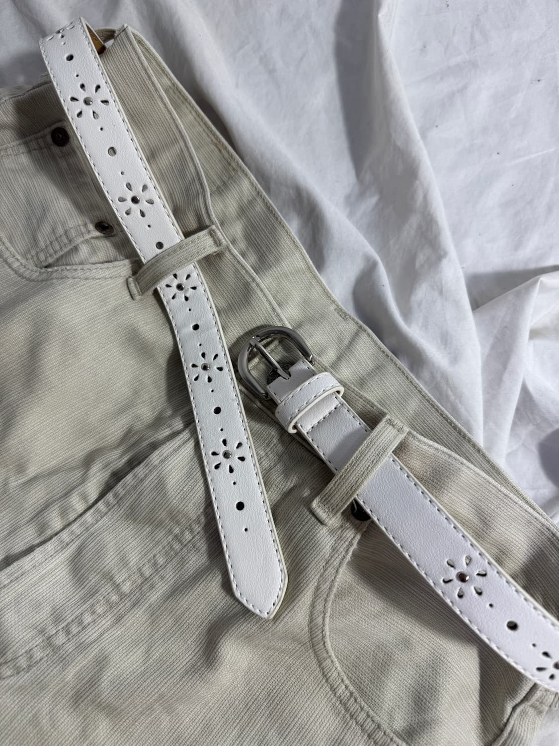 빈티지 펀칭 스터드 레더 벨트 상품이미지3