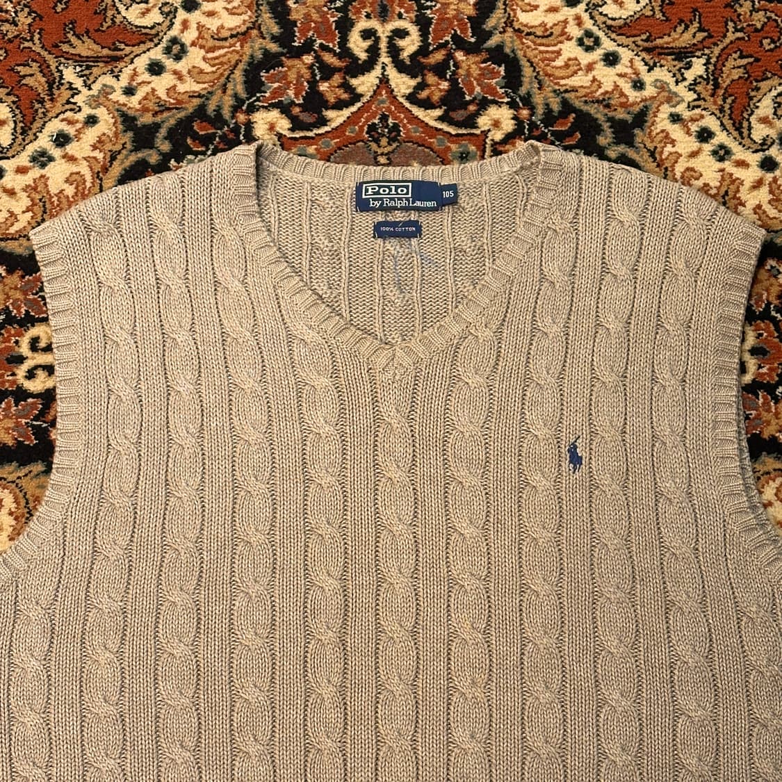 폴로 케이블 니트 베스트 조끼 베이지 (XL) 105 상품이미지2