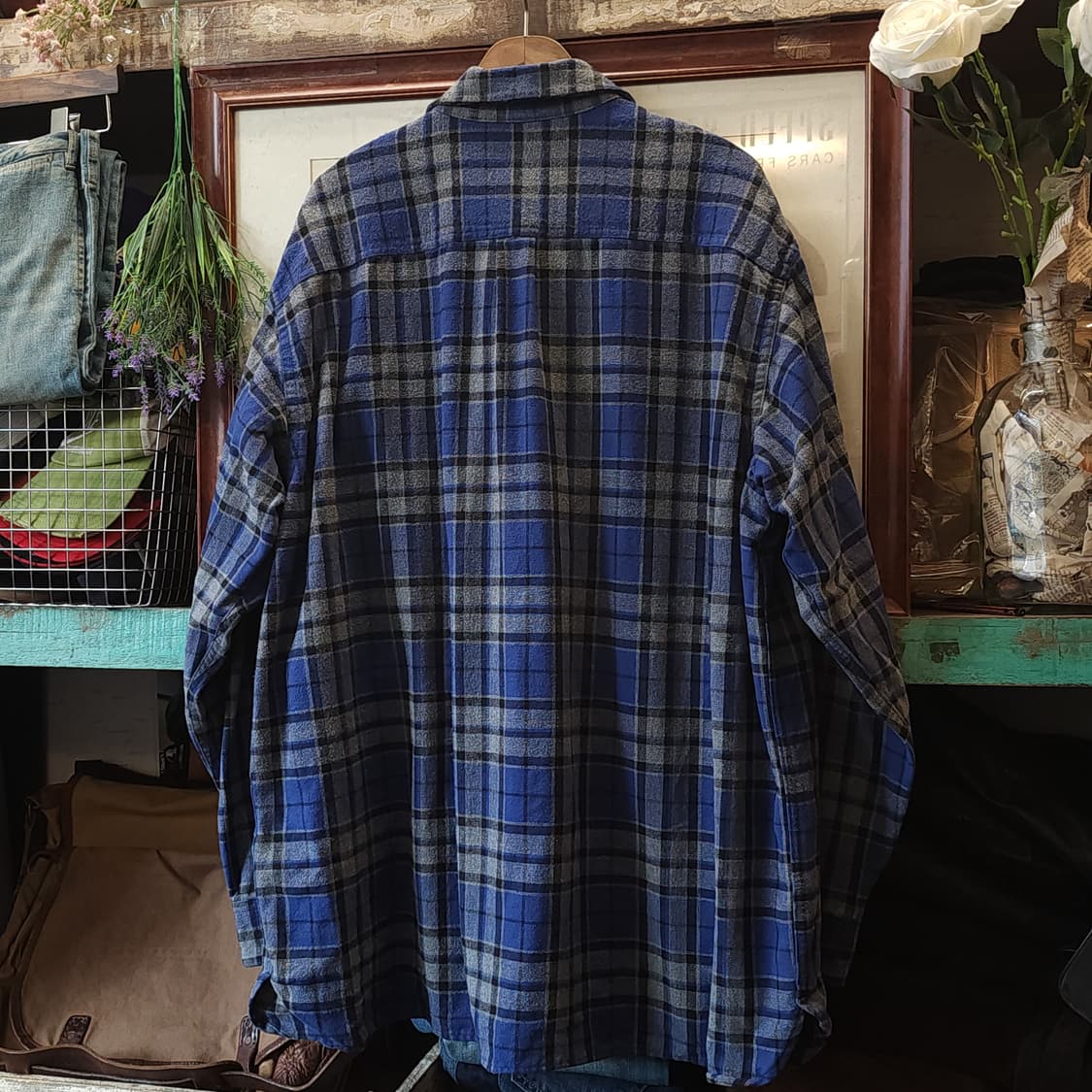 90s 엘엘빈 샤모아 체크셔츠 플란넬 셔츠 헤비코튼 워크셔츠 xxl 상품이미지4
