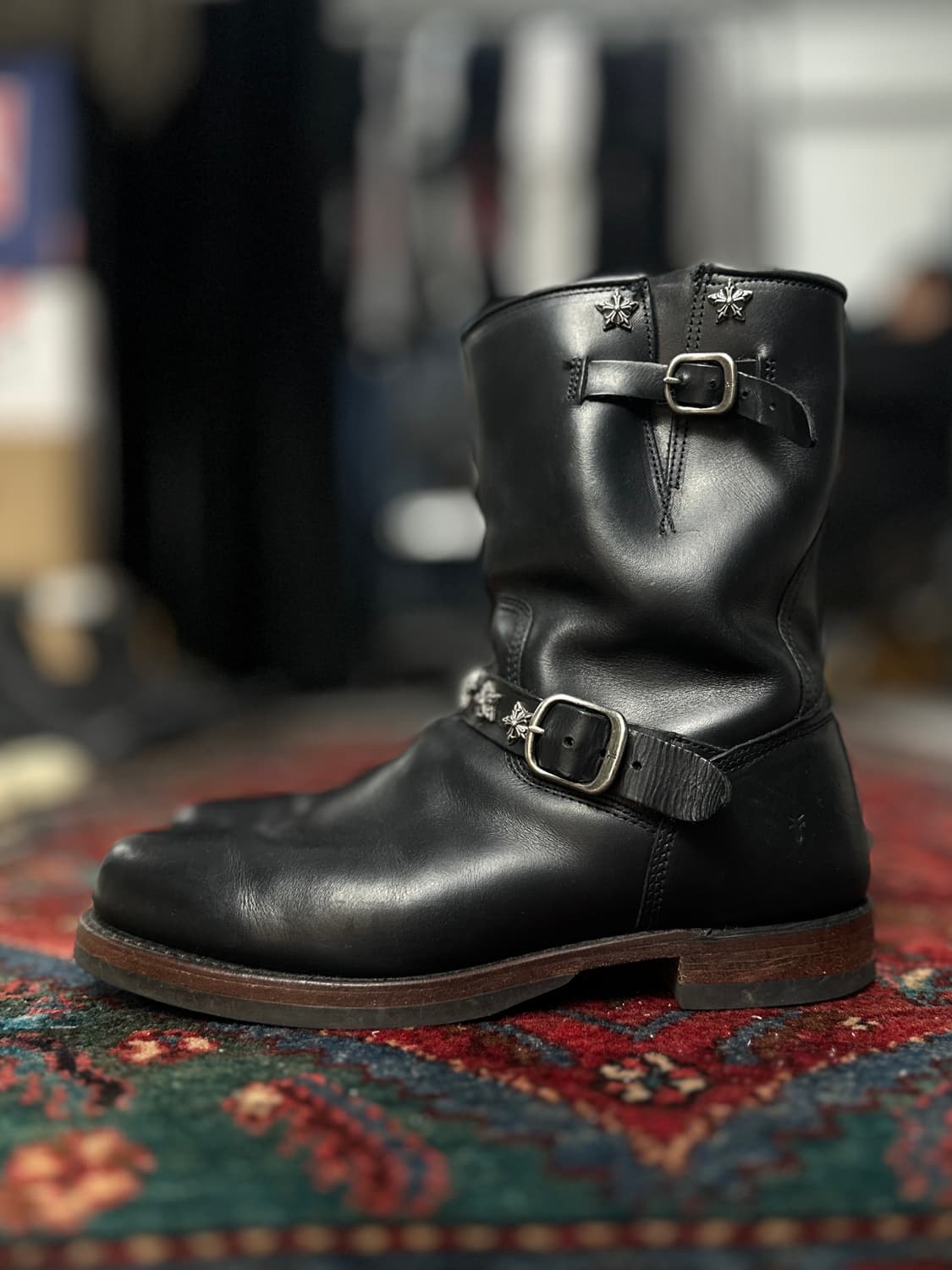 OG USA Made FRYE 풀그레인 스터드 엔지니어 부츠 상품이미지5