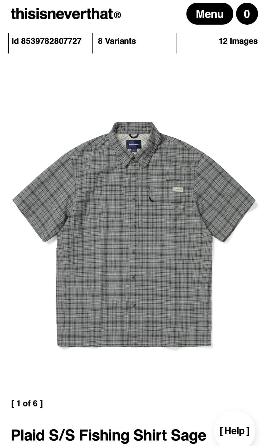 디스이즈네버댓) Plaid S/S Fishing Shirt Sage M 상품이미지1