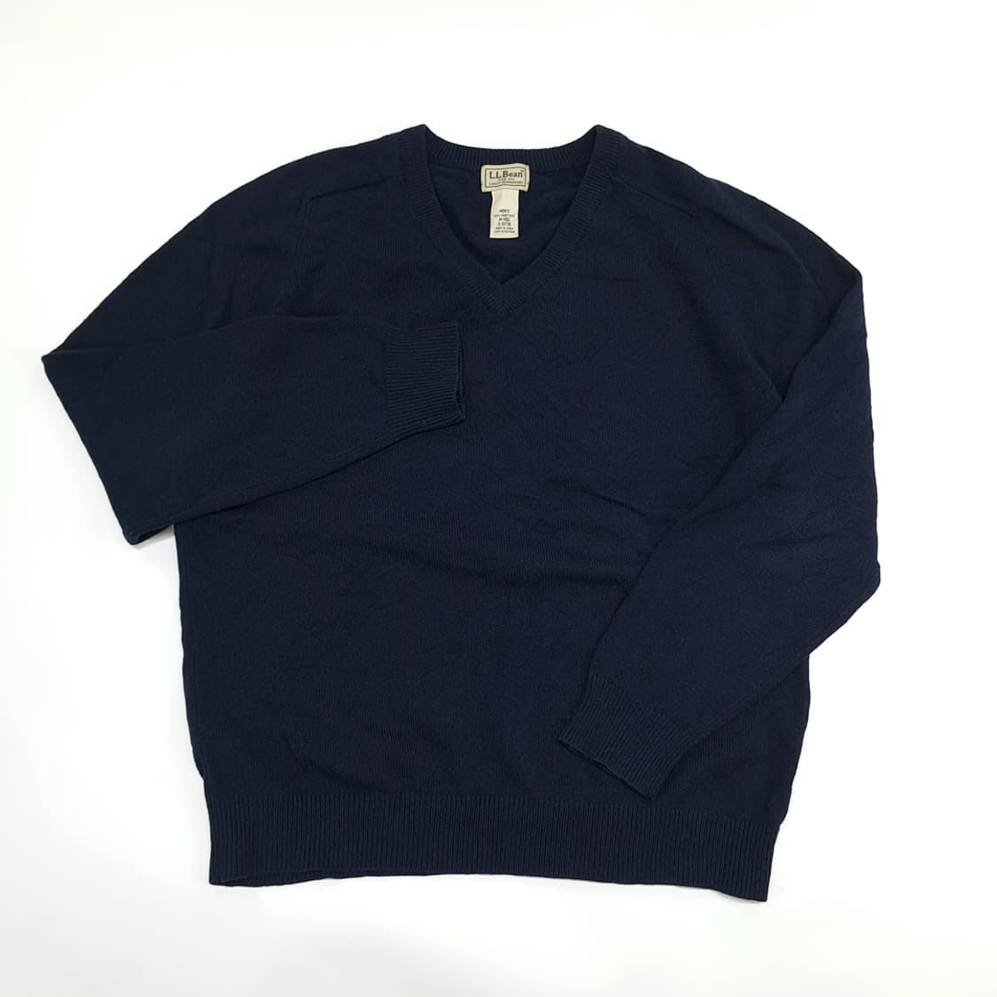 CN458 M 엘엘빈 다크네이비 V넥 램스울 긴팔 니트 스웨터 상품이미지2