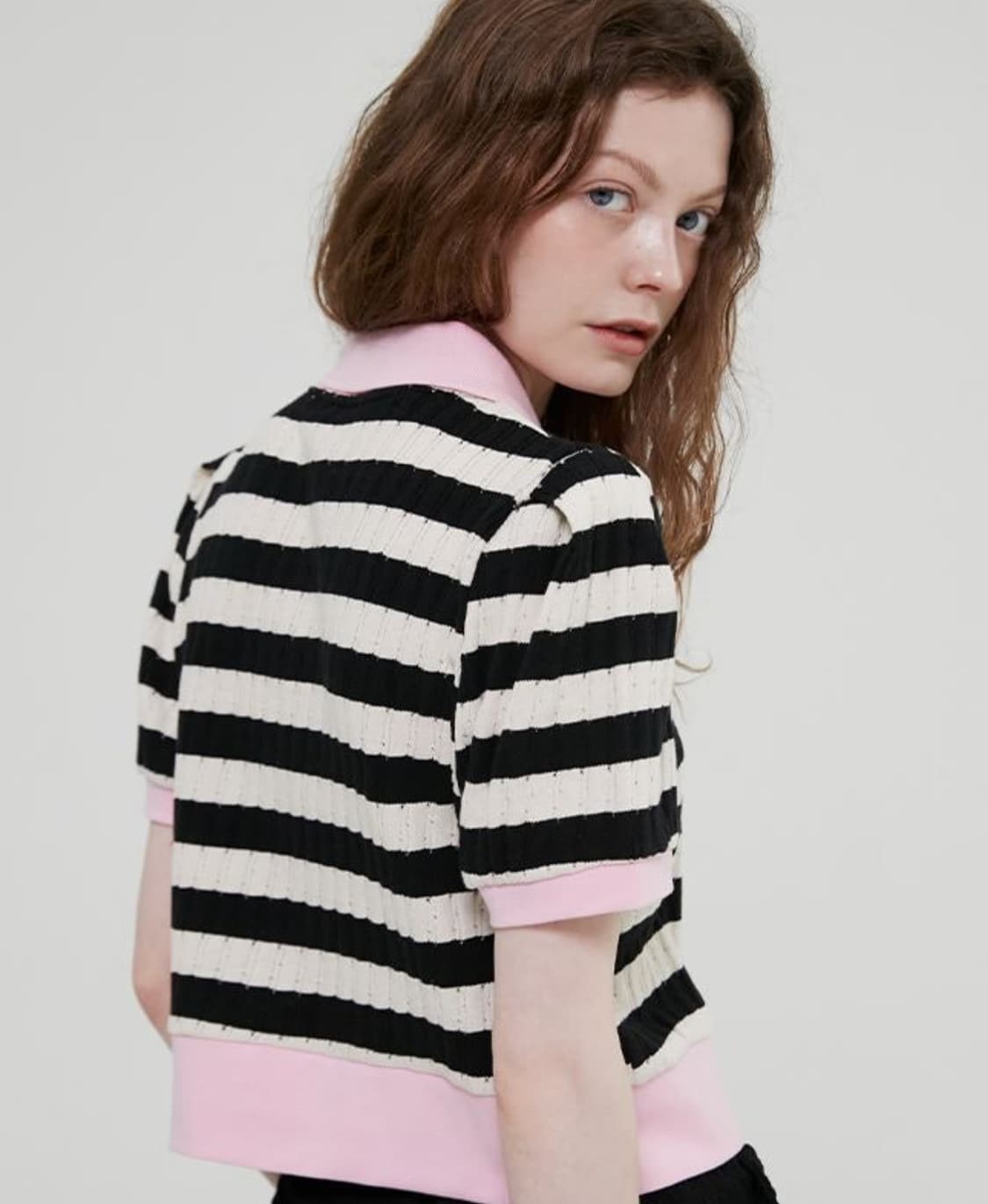 윤아니트-더로켓 스트라이프 크롭셔츠 상품이미지7