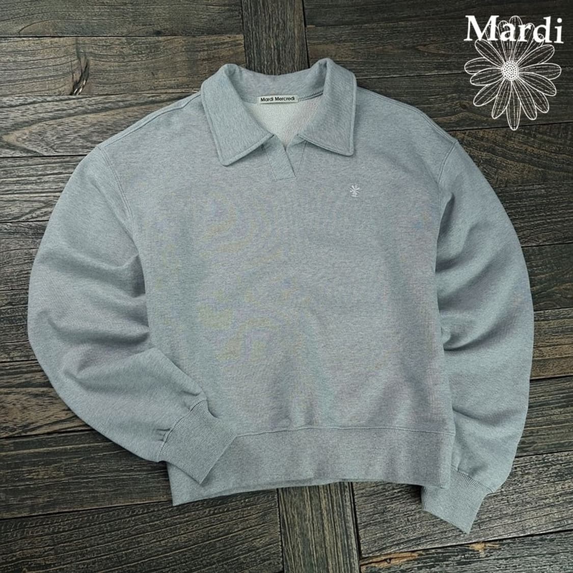 [마르디메크르디] 로고 자수 카라 맨투맨 그레이 M19109 상품이미지1