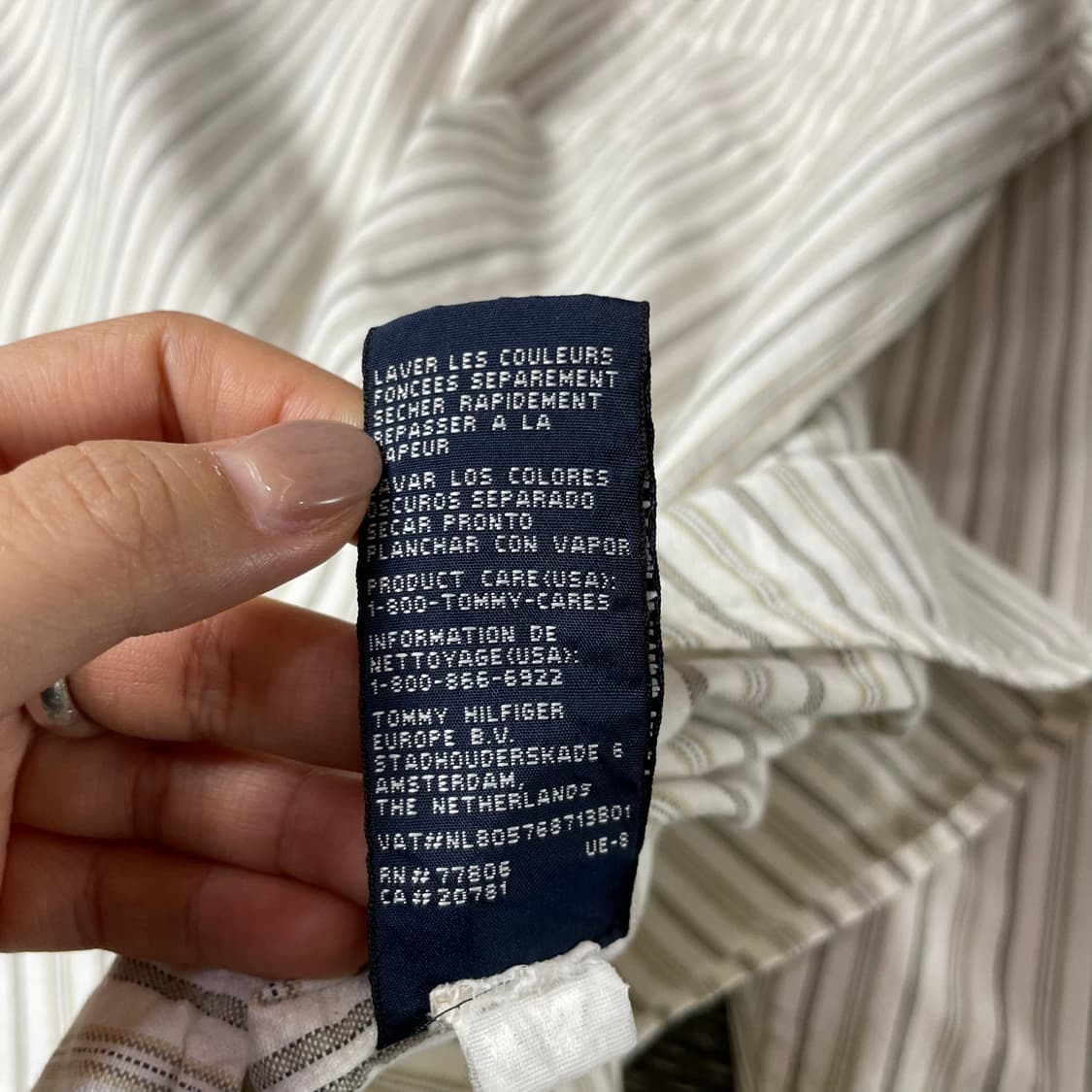 타미힐피거 아이보리 베이지 스트라이프 원포켓 긴팔 셔츠 M 상품이미지7