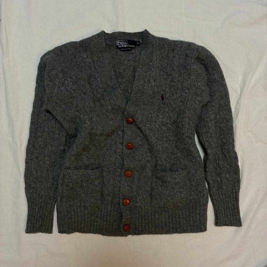 폴로 랄프로렌 꽈배기 울 가디건 그레이 90 상품이미지2