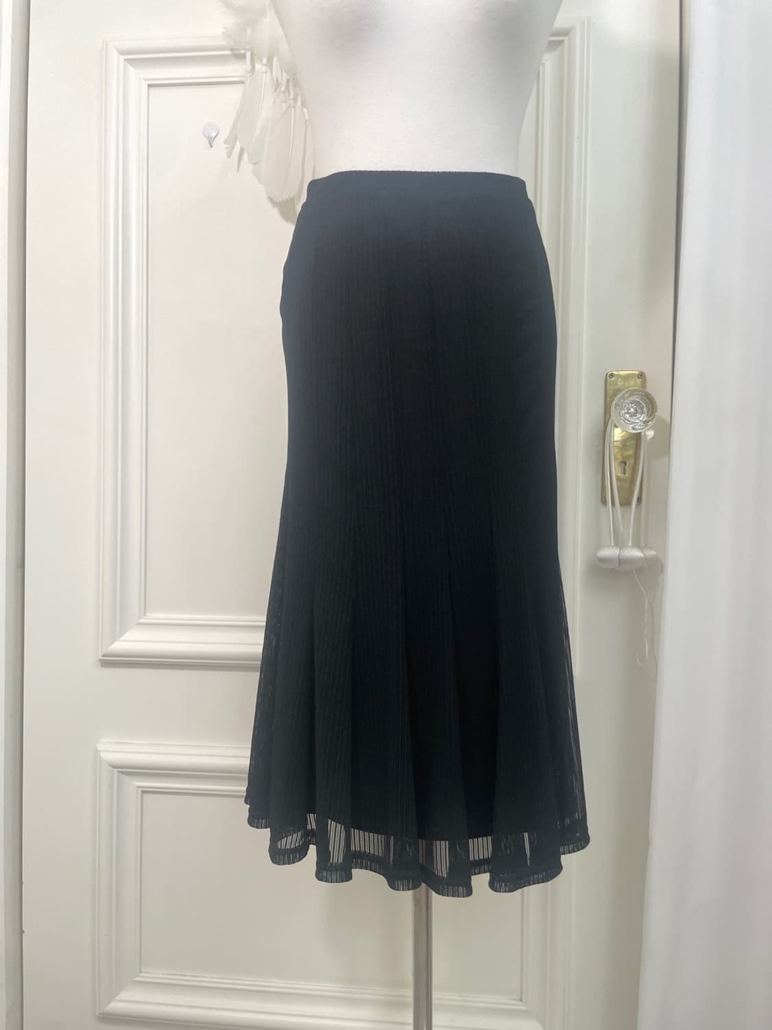 black lining pleats banding skirt  상품이미지5