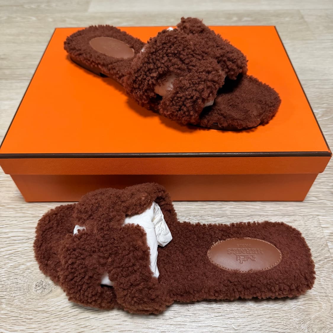 [S+급/36.5] 에르메스 오란 시어링 퍼 샌들 슬리퍼 상품이미지2