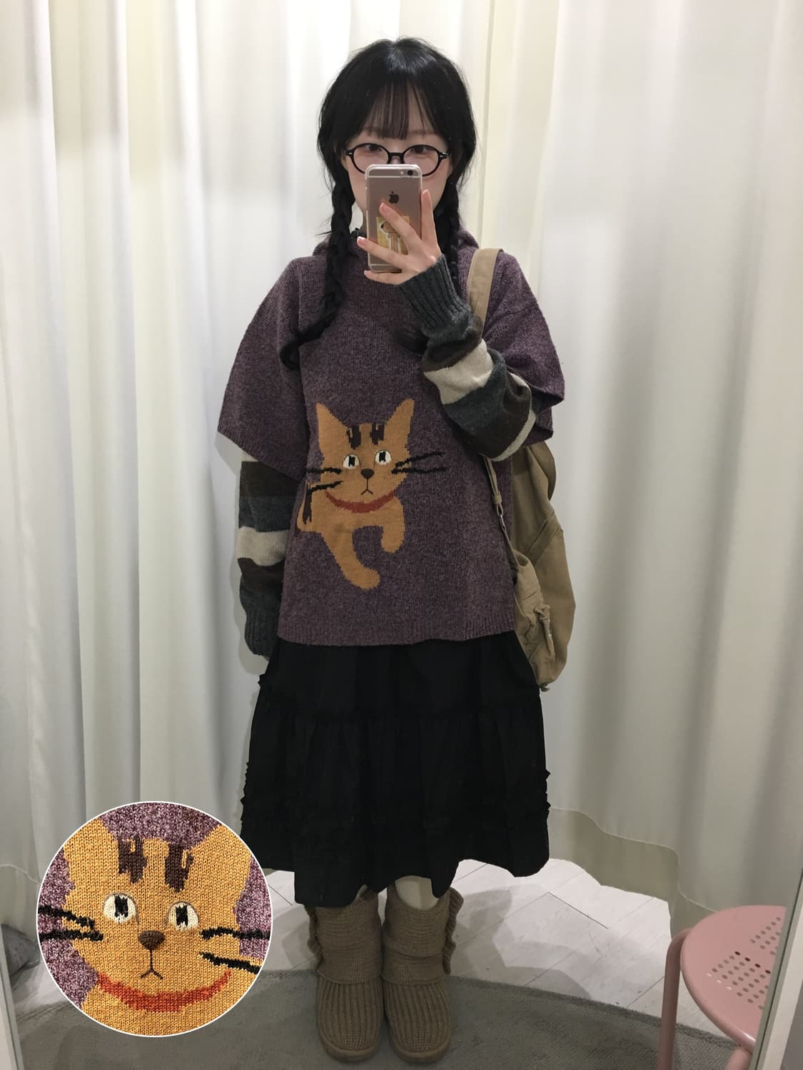 네코 타로 후드 니트 상품이미지1