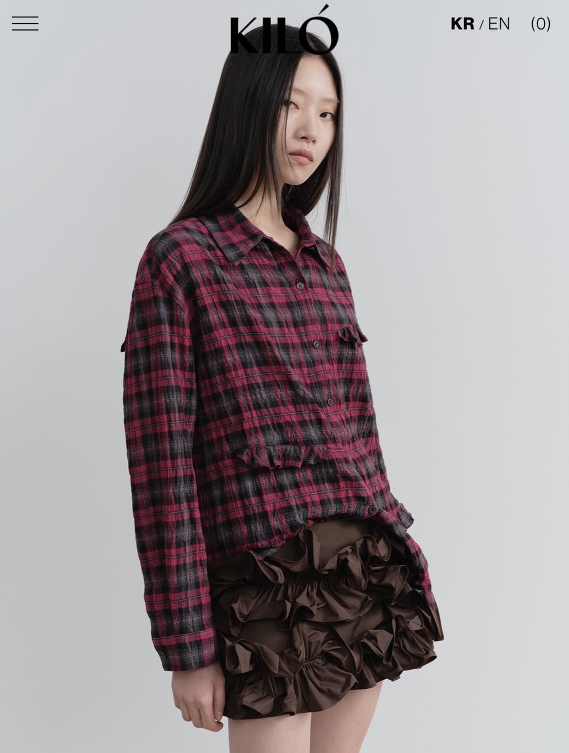 카일로 KILÓ NYLON RUFFLE SKIRT (BROWN) 상품이미지2