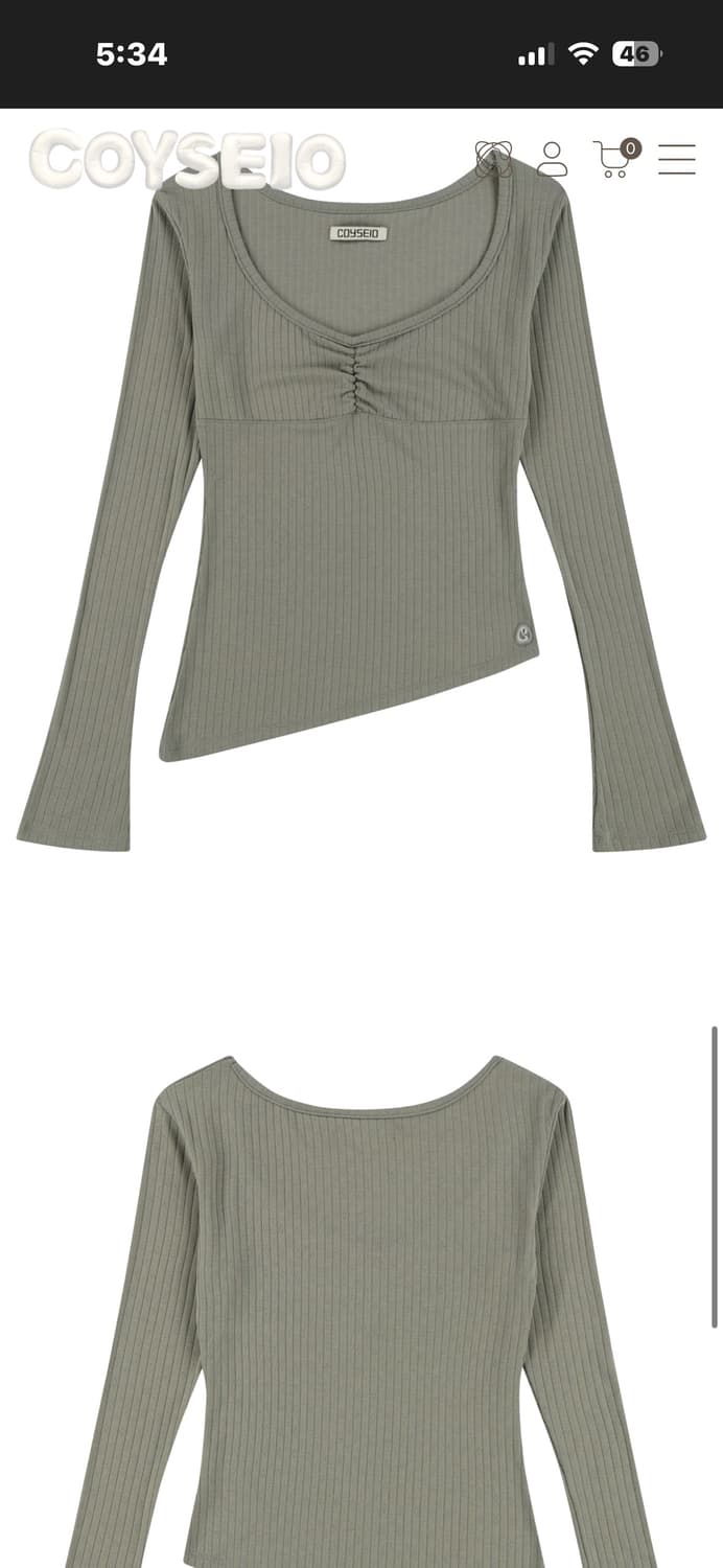 코이세이오 언발란스 셔링 탑 베이지 상품이미지3