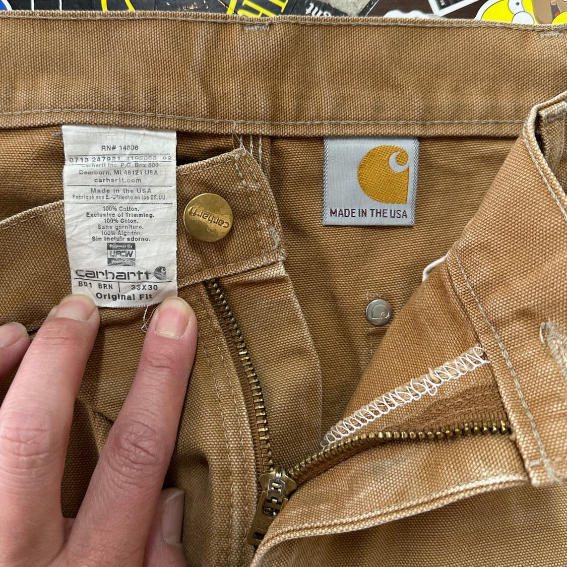 USA 칼하트 더블니 카펜터 팬츠 B01-BRN 33 상품이미지7