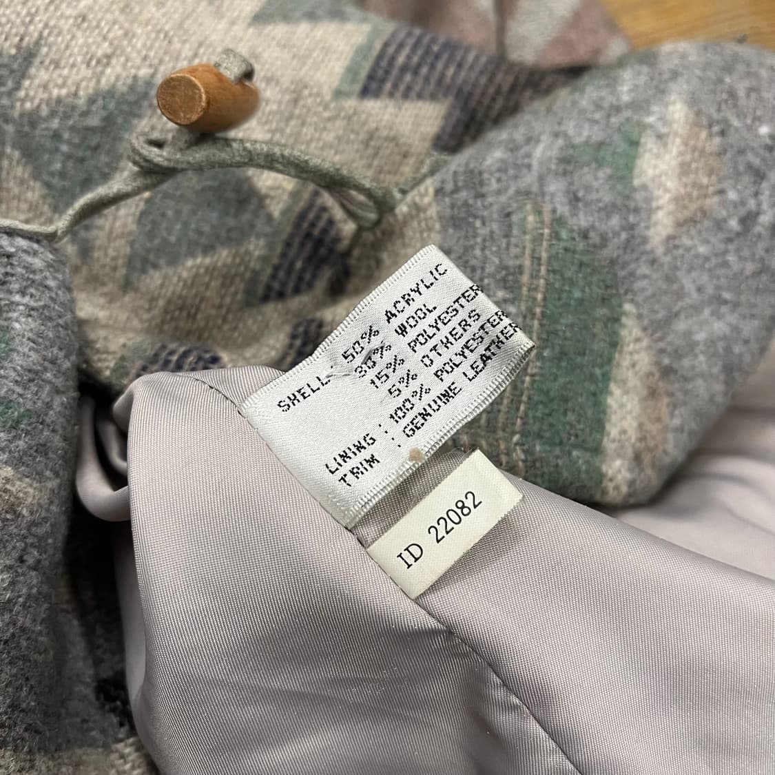 빈티지 커요커 가죽 배색 울 더플자켓  상품이미지5