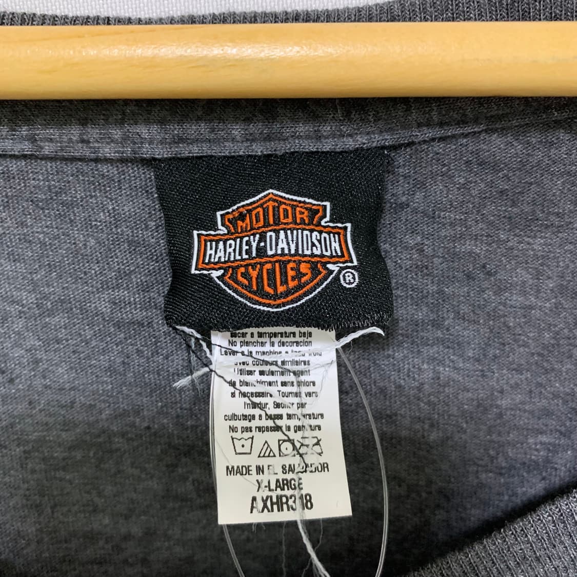 할리 데이비슨 빈티지 프린팅 브이넥 티셔츠 차콜 XL 상품이미지4