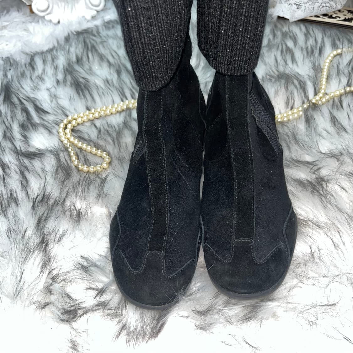 빈티지 블랙 스웨이드 복서 골지 부츠 상품이미지4