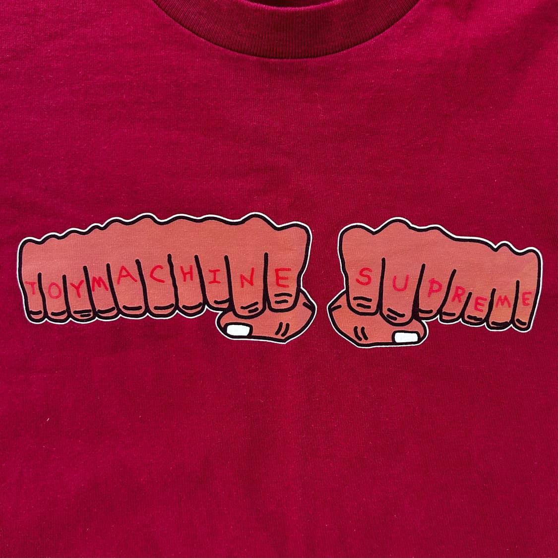 슈프림 x 토이머신 피스트 티셔츠 버건디 L   상품이미지3