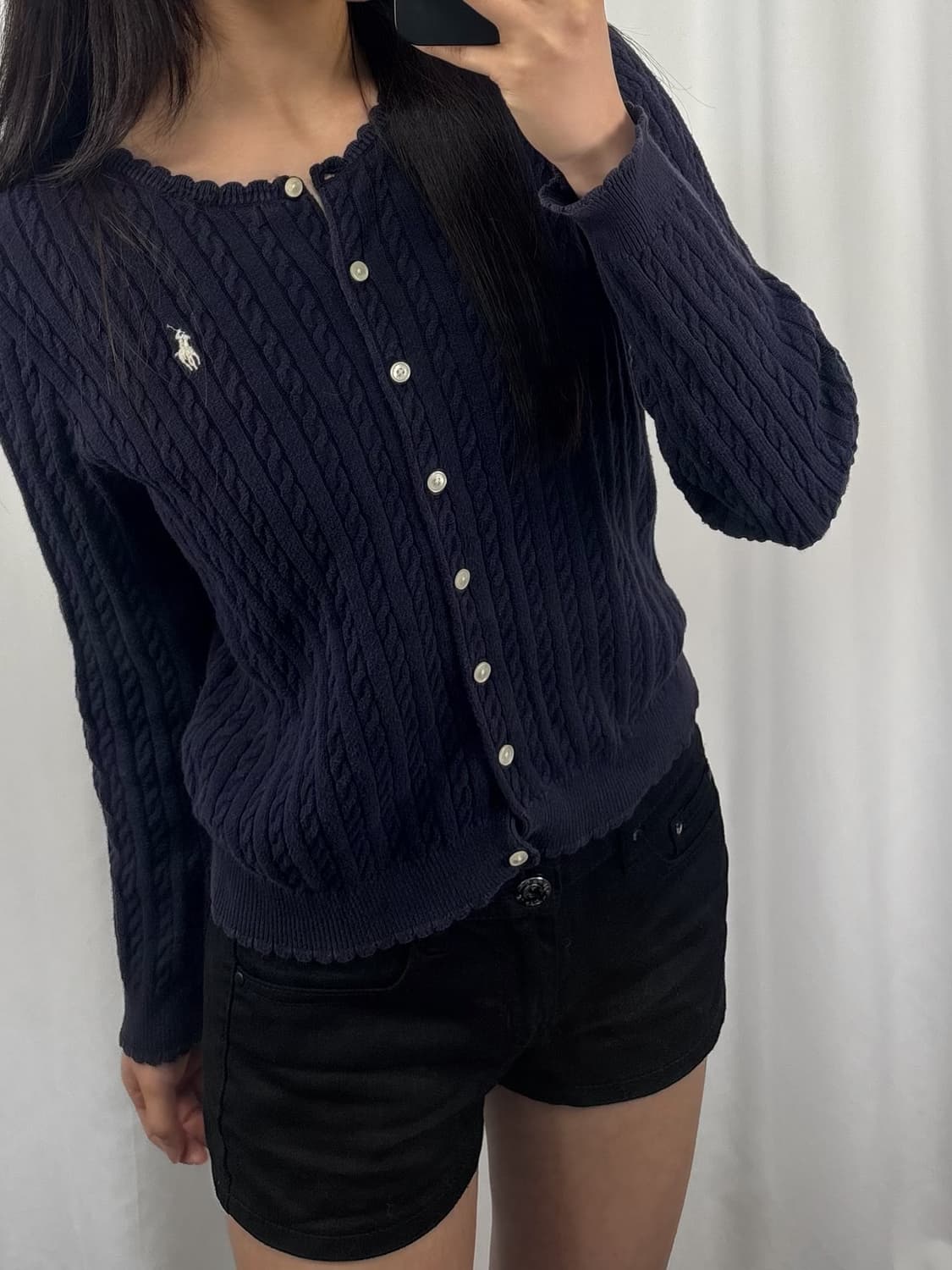 폴로 네이비 꽈배기 가디건 상품이미지1