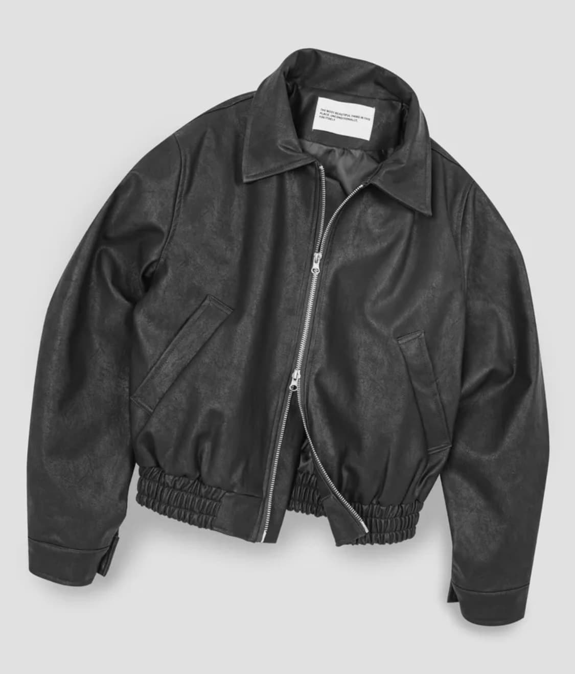 플레이스스튜디오 레더 점퍼 오버핏 싱글 블루종 자켓 [블랙] 상품이미지1