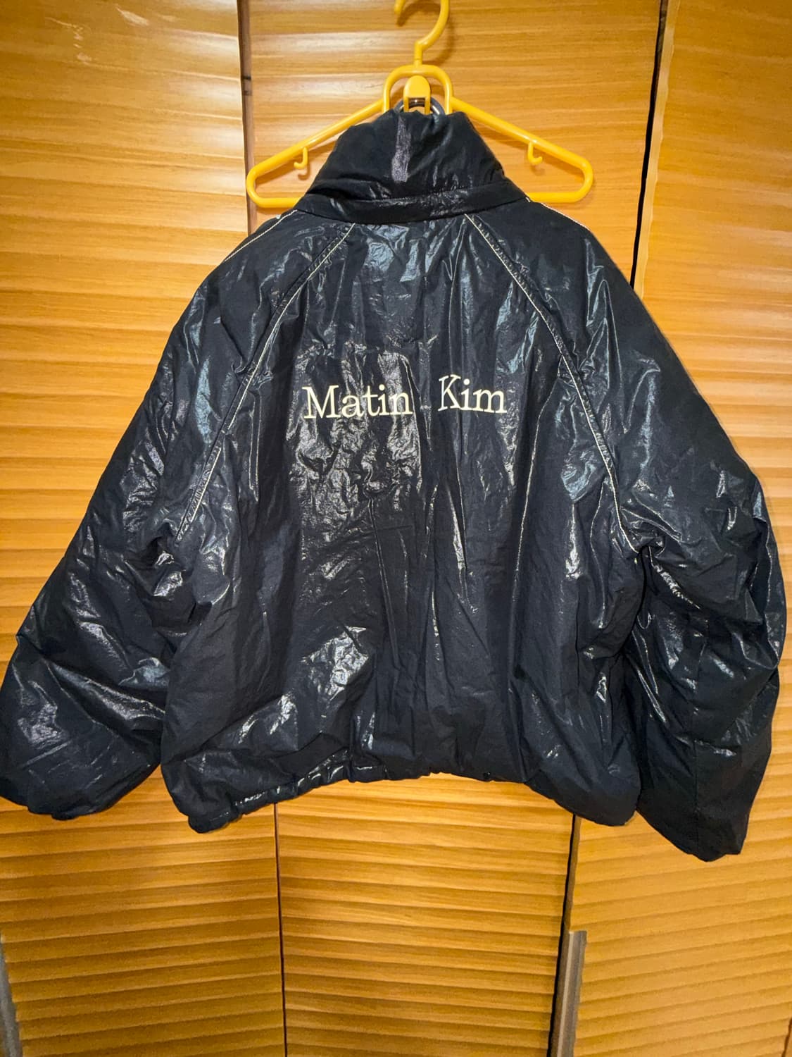 마뗑킴 마뗑 로고 코팅 다운 점퍼 블랙 L 상품이미지6