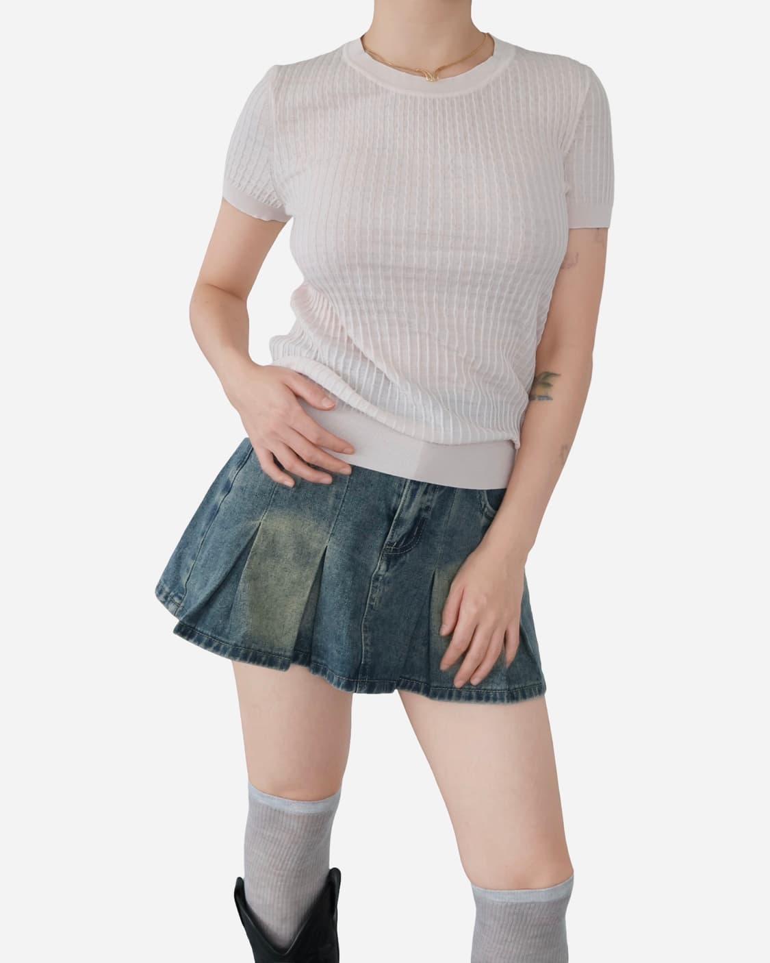 Ferragamo Silk-Wool Ribbed Kninit Top 상품이미지2