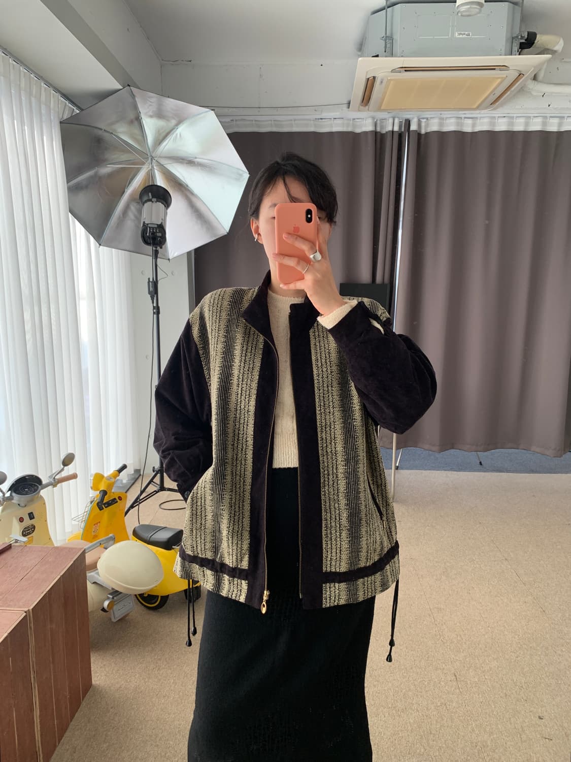 블랙 스트라이프 울 자켓 상품이미지5