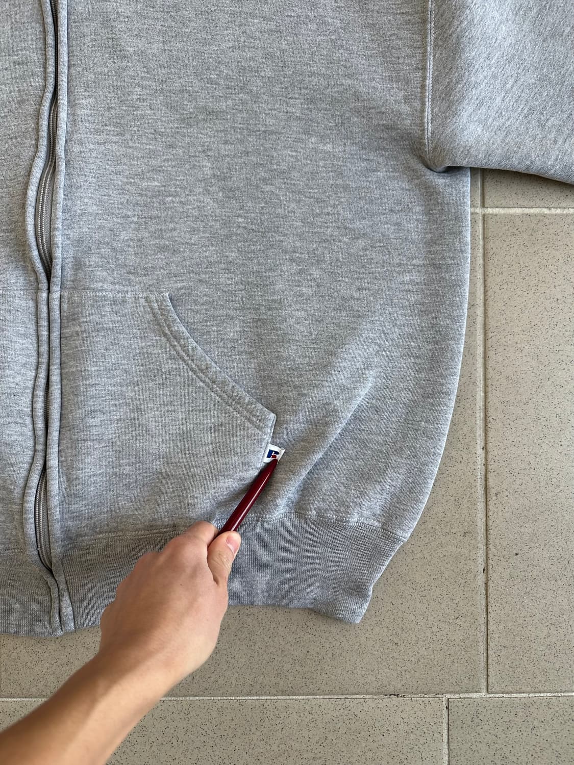 90s 빈티지 러셀 후드집업 그레이 XL 상품이미지3