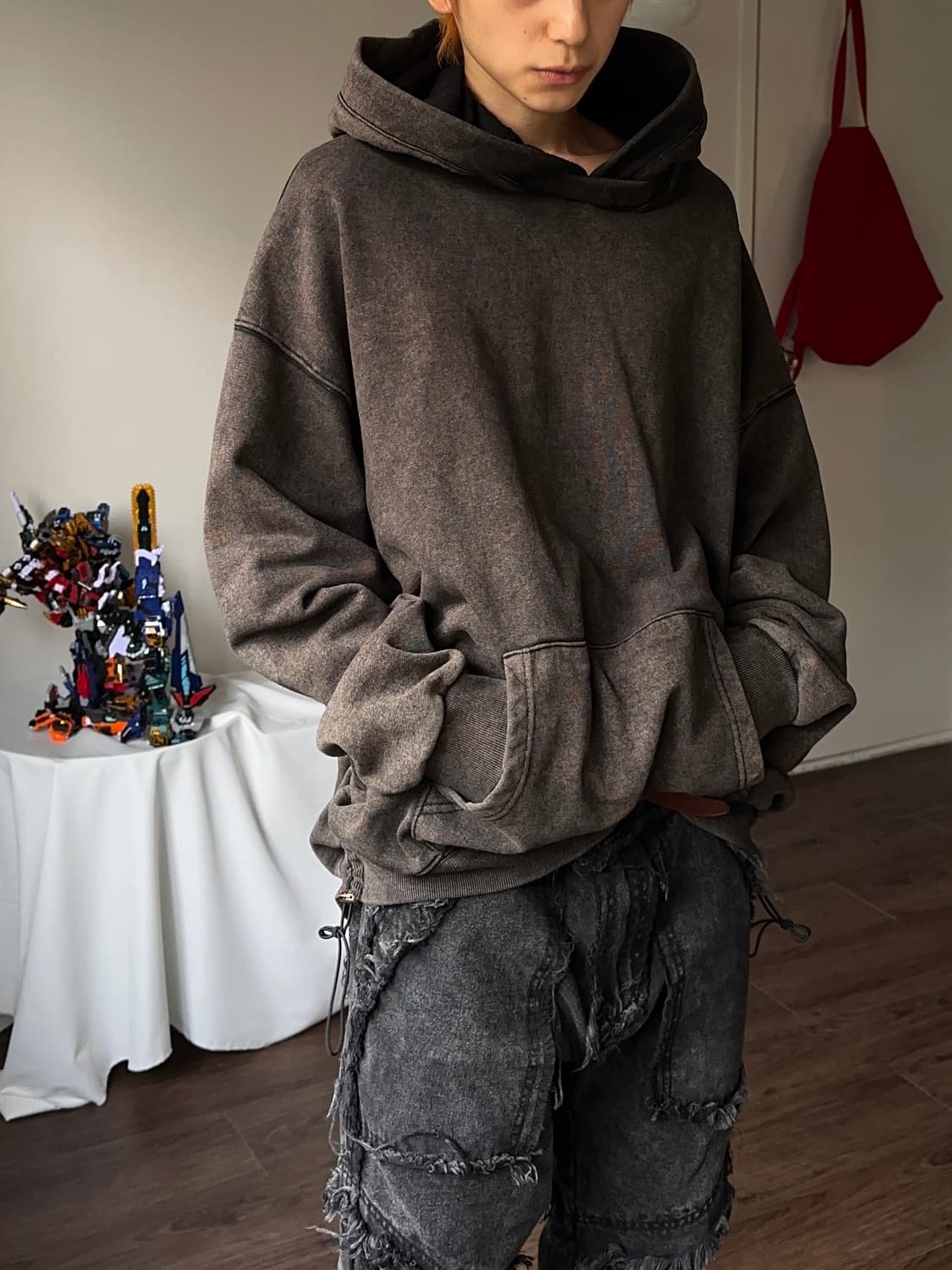 Gateless 더블 셔링 피그먼트 워시드 후드 상품이미지1