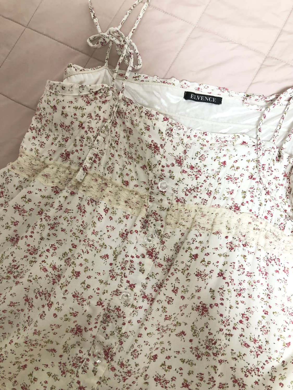 모리 잔꽃 플로럴 슬리브리스 원피스 로사체리 레스트로즈 상품이미지1