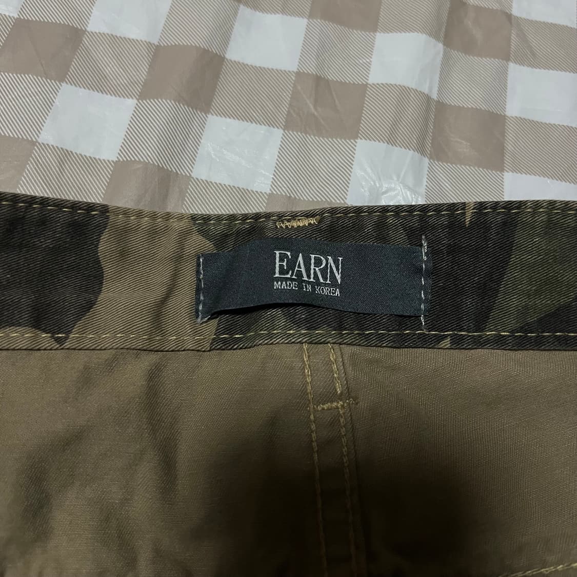 EARN 밀리터리 카고팬츠 L 빈티지 카모 국방색 상품이미지2