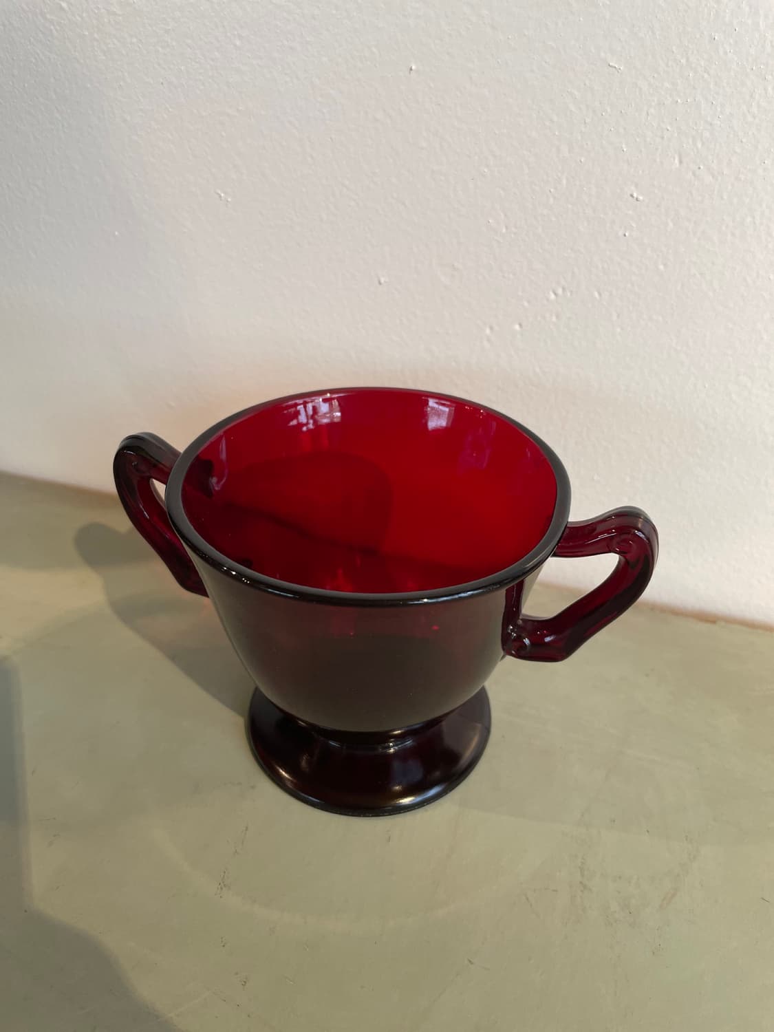 빈티지 루비레드 숏 양손 핸들 글라스 상품이미지5