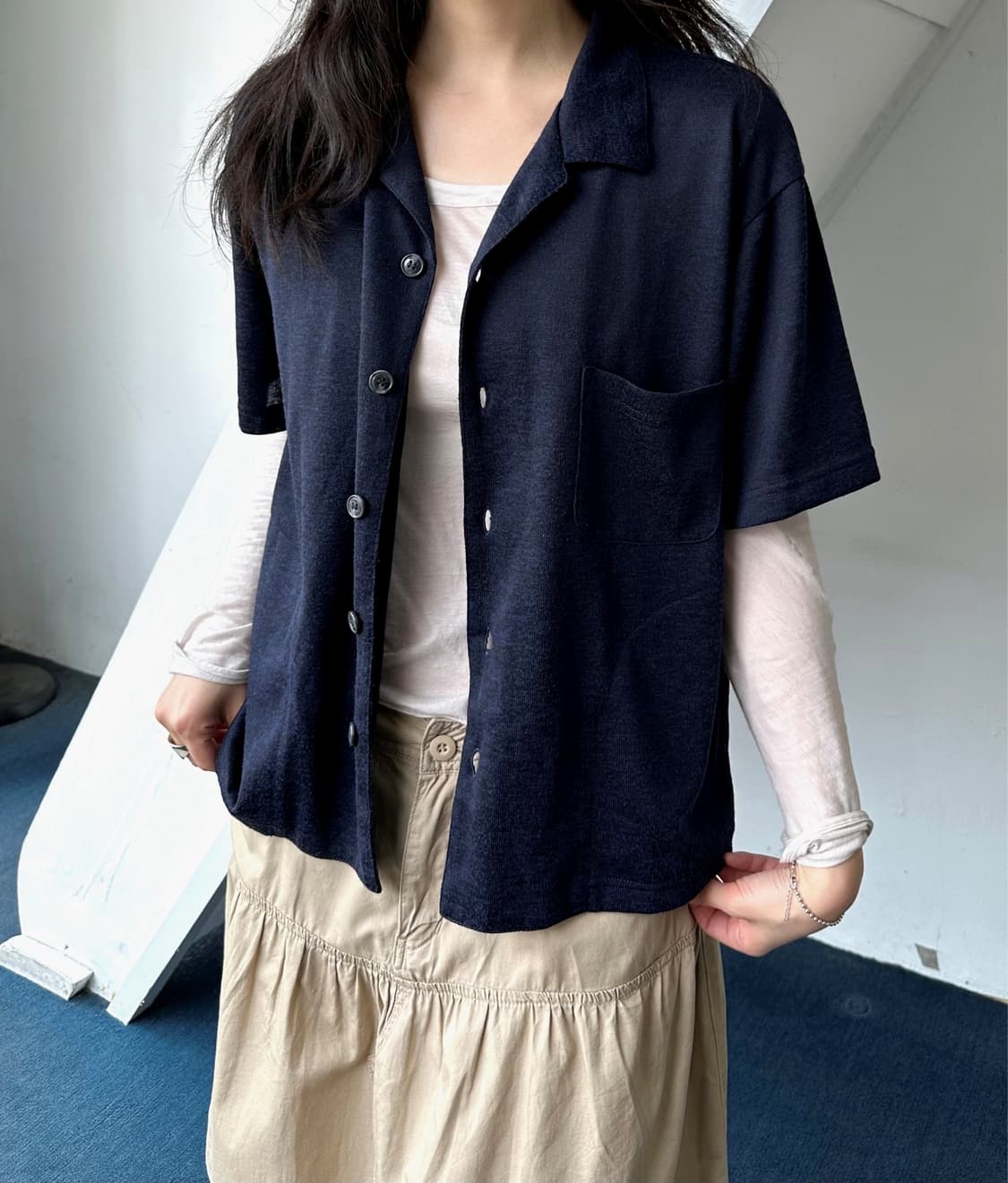 High gauge poly short sleeve knit shirke 상품이미지6