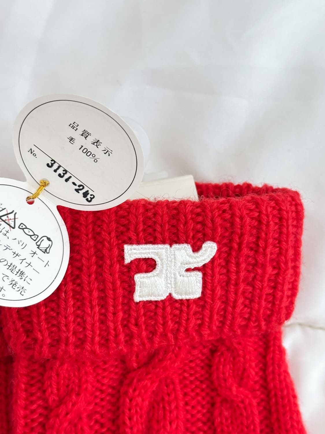 [새상품] courreges / 꾸레쥬 레드 울 장갑  상품이미지4