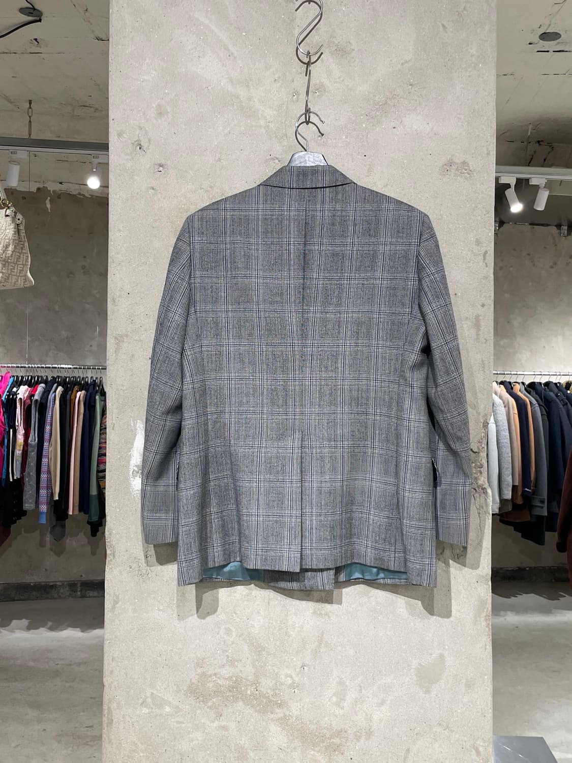 구찌 그레이 티켓 포켓 2B 더블 라나울 체크 블레이저 상품이미지6