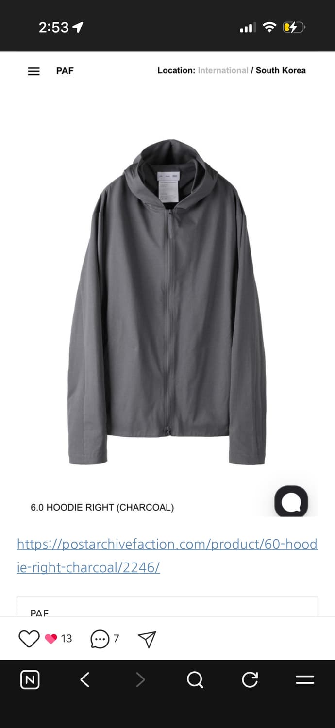 구함)포스트아카이브팩션 6.0 hoodie right 상품이미지1