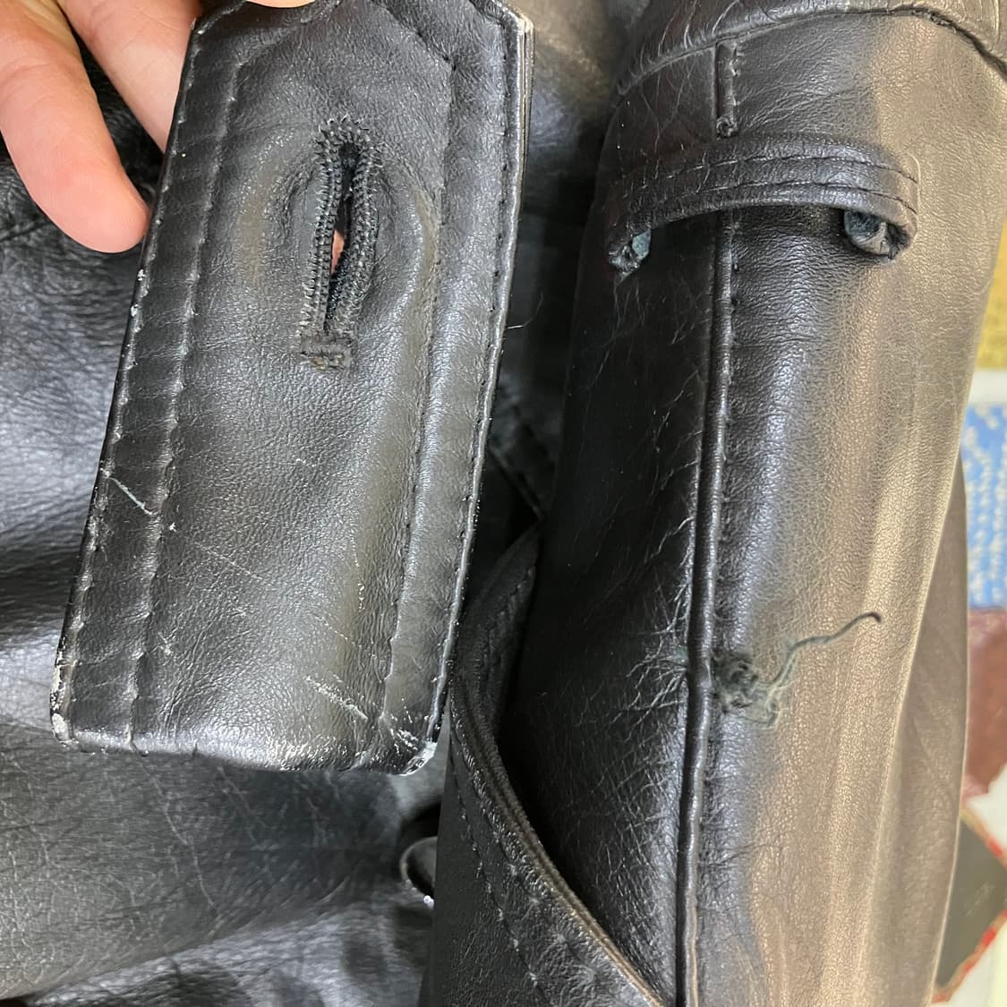 VTG 빈티지 블랙 레더 트렌치 코트 L 상품이미지4