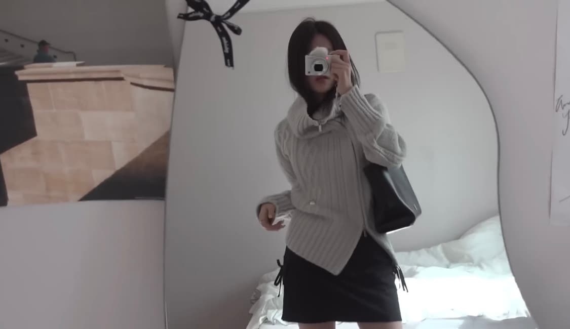 트리밍버드 투웨이 언발란스 오프숄더 니트 집업 (그레이) 상품이미지3