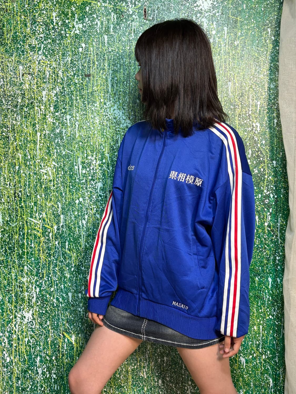 90s 아디다스 데상트 빅로고 올드스쿨 자수 블루 져지 L 상품이미지2