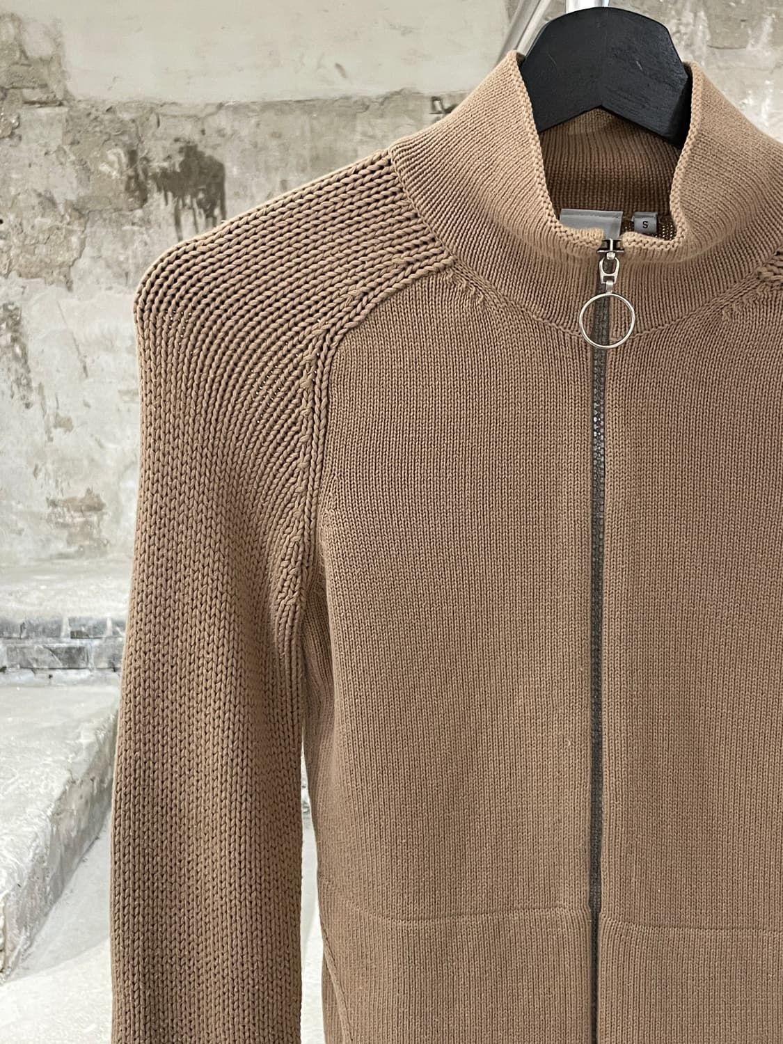 아르마니 익스체인지 베이지 슬림 니트 집업 자켓 상품이미지2