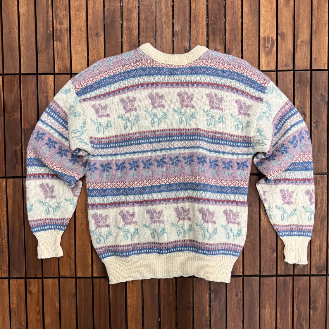 80s Compliments 파스텔 페어아일 니트 (L)   상품이미지4