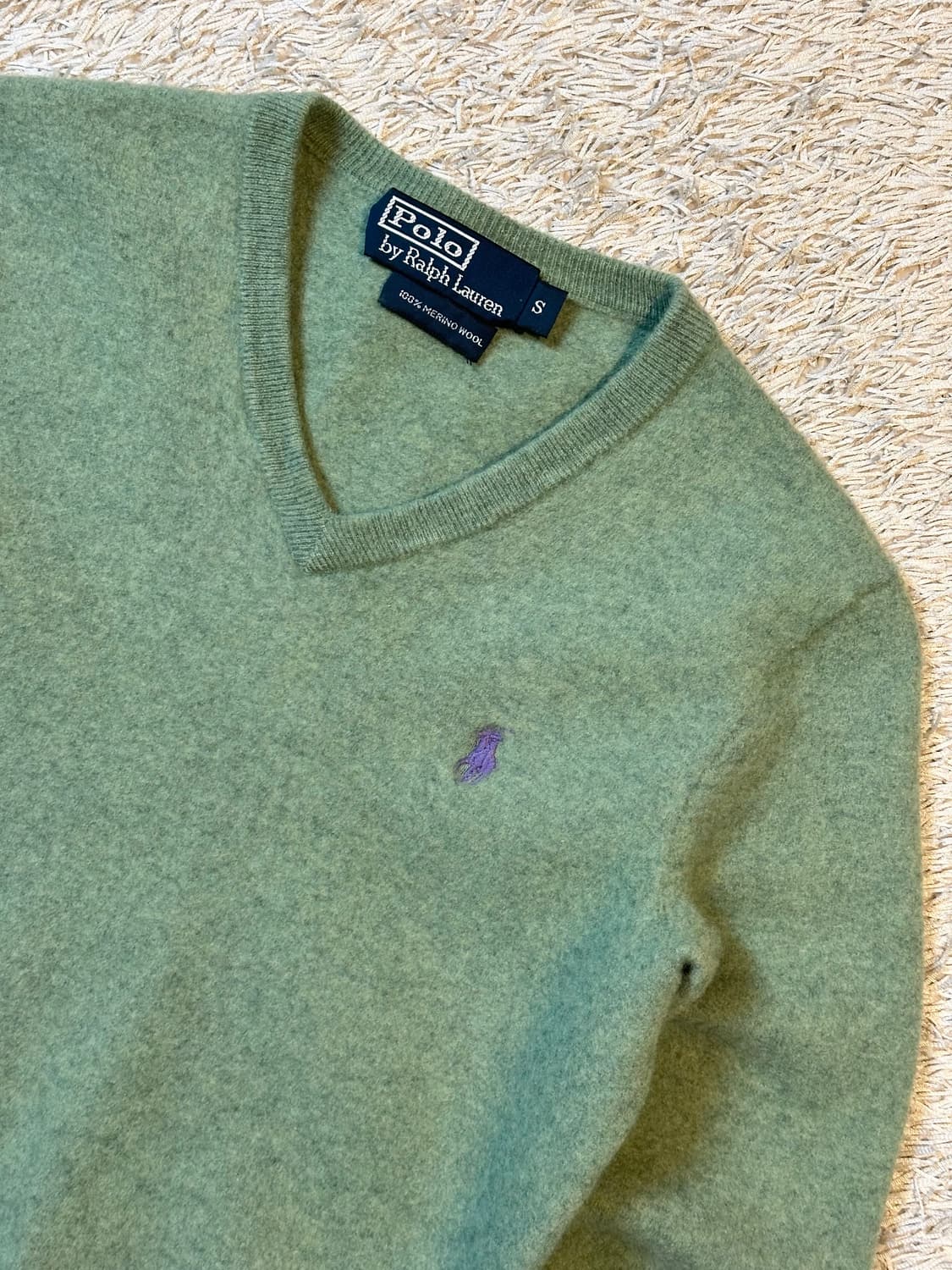 폴로 랄프로렌 메리노울 퍼플포니 라운드넥 니트 민트 상품이미지2