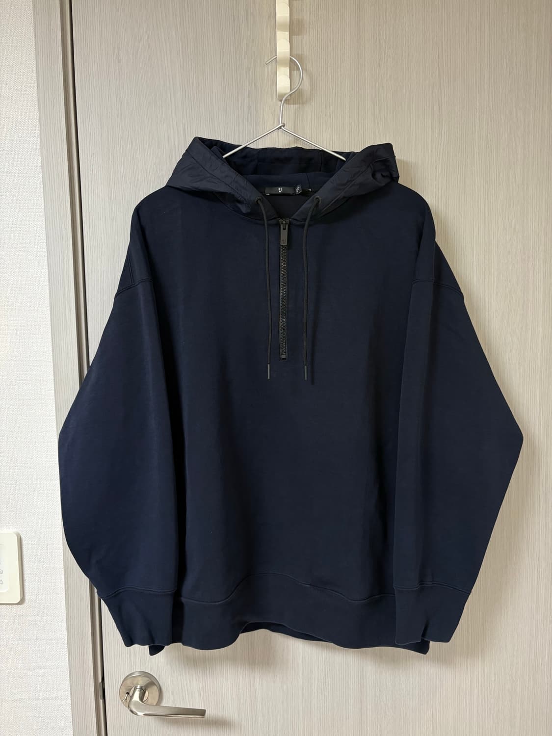 유니클로 질샌더 하프 집 후드티 네이비 XL 상품이미지1