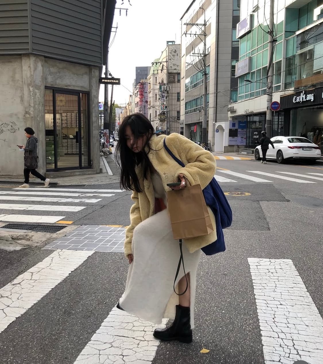 새상품)파르벵 farven 울 쉐어링 퍼 하프 자켓 코트 상품이미지4