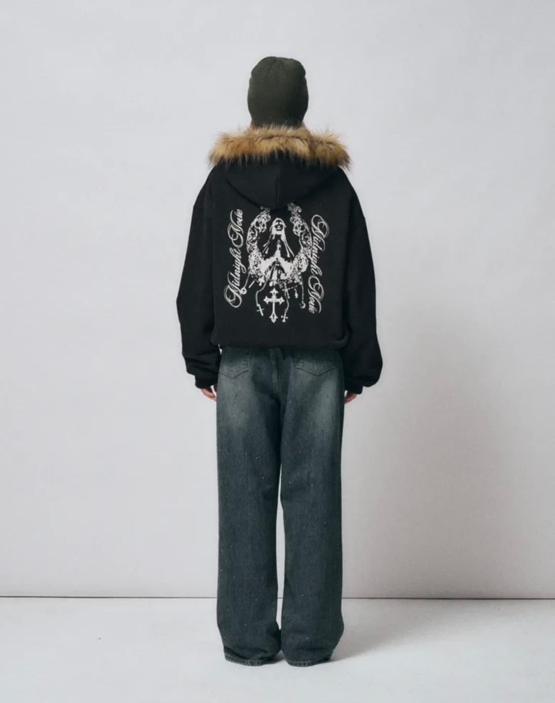 미드나잇무브 hair hood zip up(black) 상품이미지4