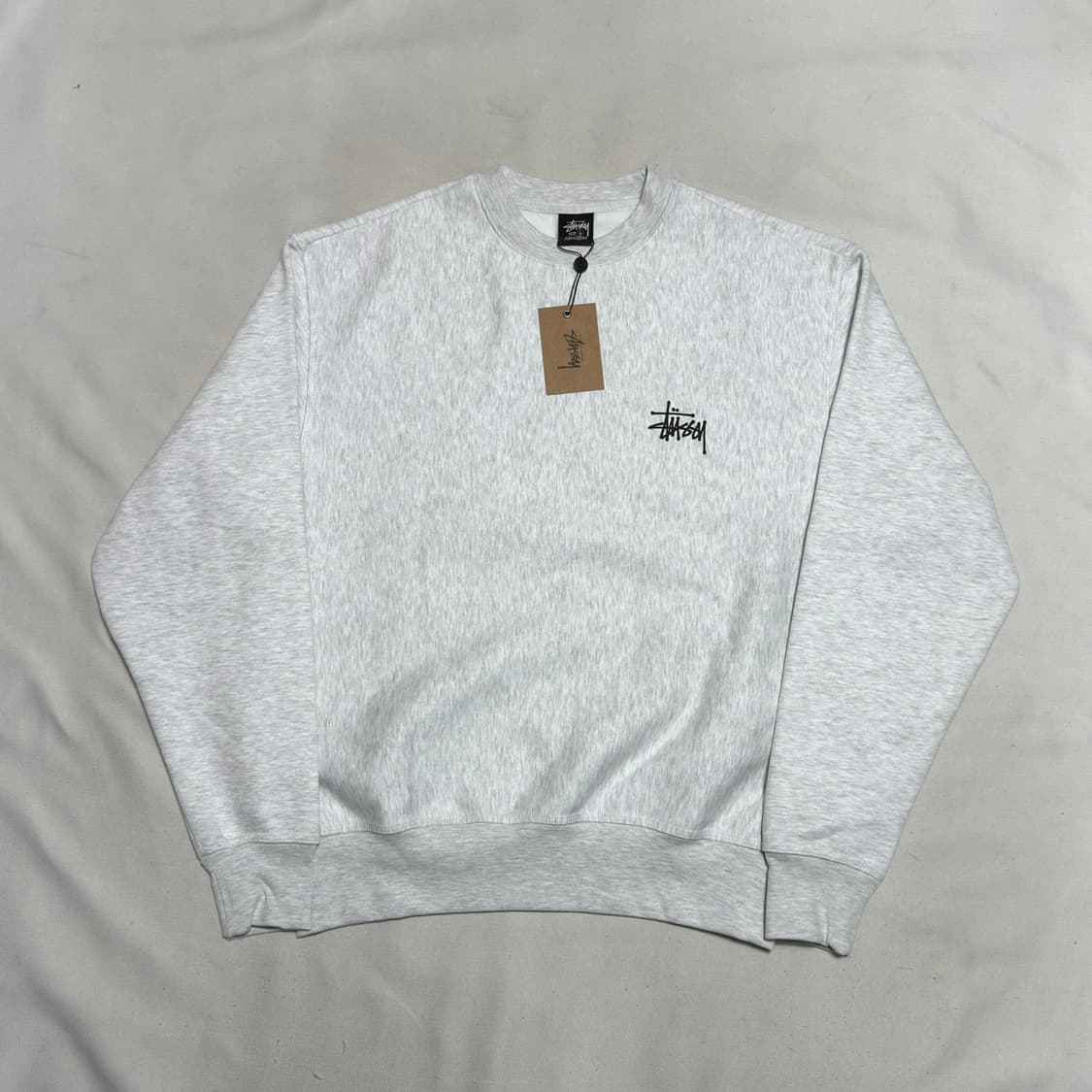 L 새상품 스투시 빅로고 애쉬 헤더 기모 맨투맨 상품이미지3